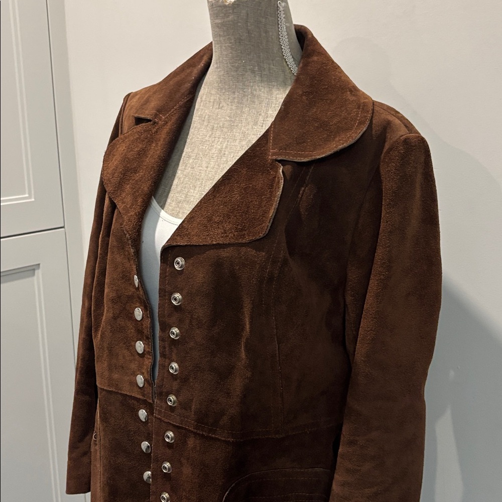 Vintage Brown Suede Jacket Snap Front Retro Western Coat Women’s Medium - Picture 11 of 16